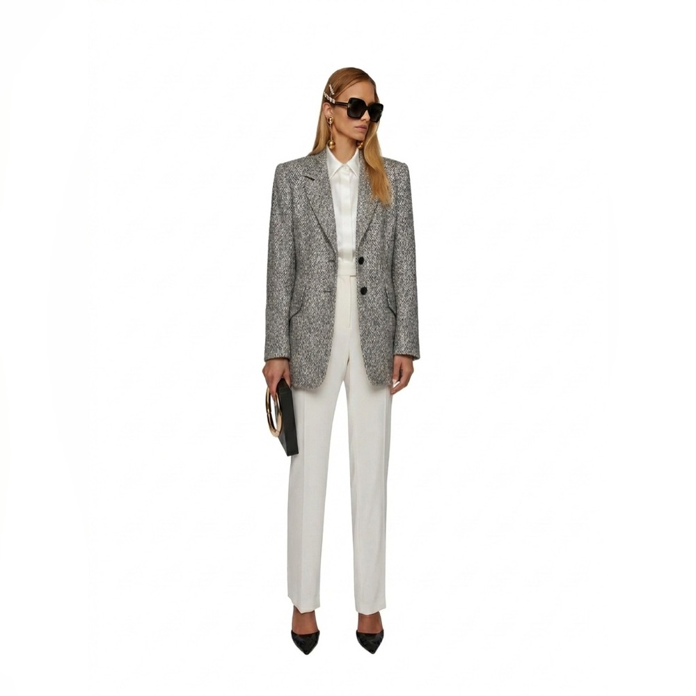 Escada Metallic Silk Blend Blazer Jacket Size 36 EUC